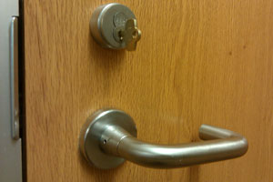 key in a lock with a doorknob