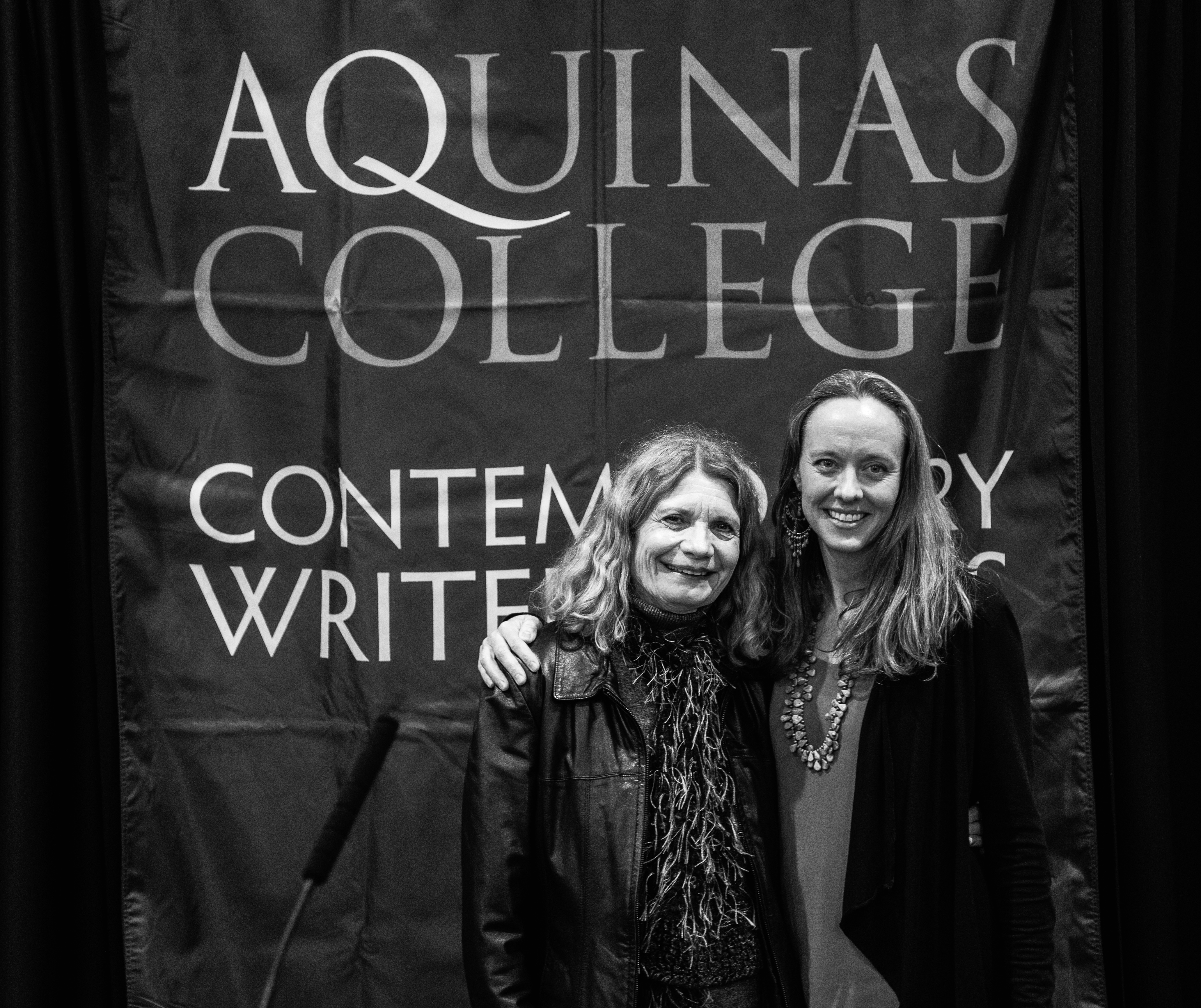 Picture of AQ Alumnae Linda Nemec Foster (’72) who is the Co-Founder of CWS and a well published poet with  Dr. Shelli Rottschafer, the Director of CWS since Fall 2014. Rottschafer is a Professor of Spanish and teaches Chicanx and Latinx Literature.