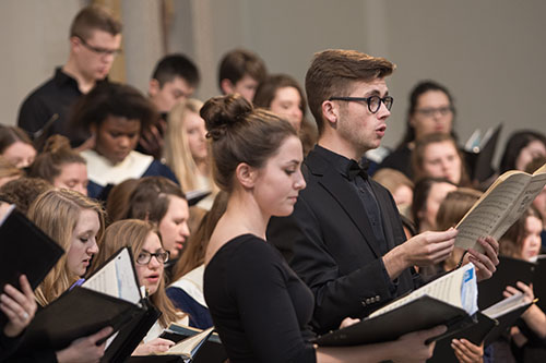 students singing