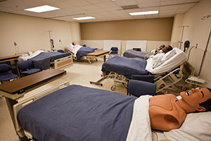 practice nursing room with beds