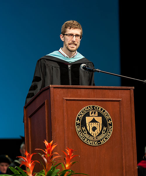 Brian Mick speaking at Commencement 2017