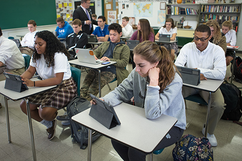 classroom in high school full of students