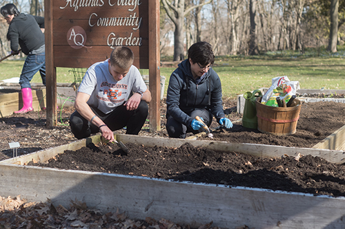 2 people working in community garden