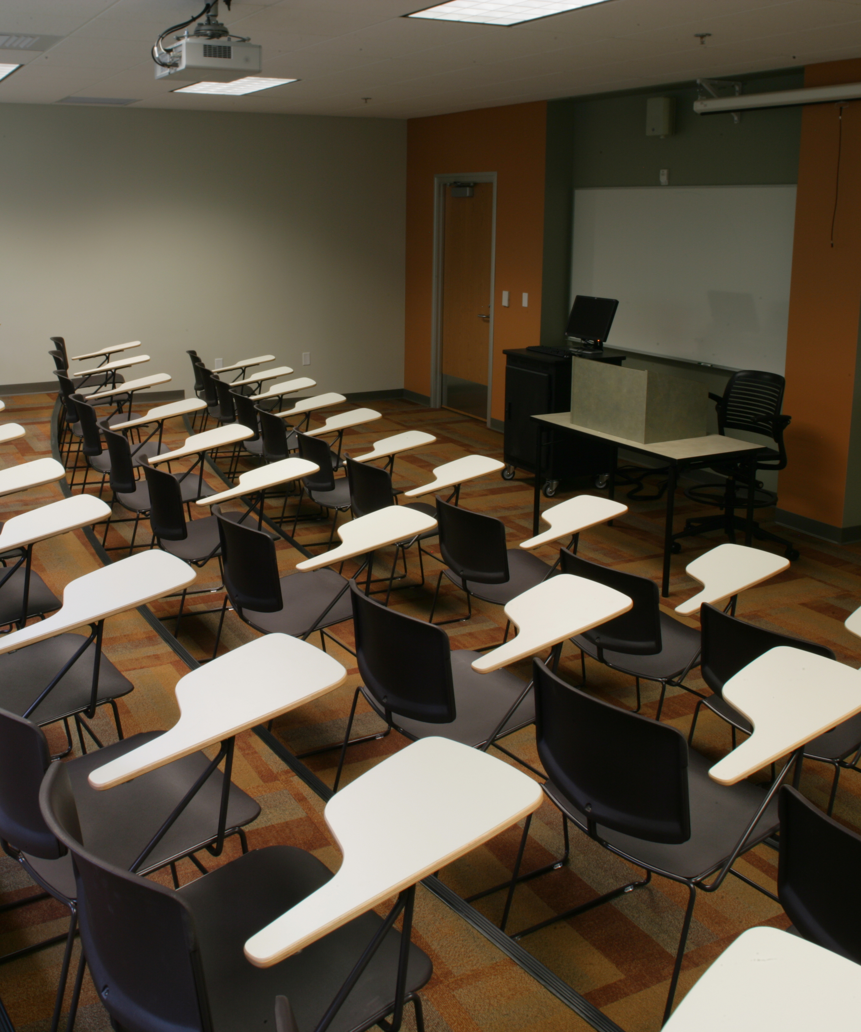 desks in a classroom