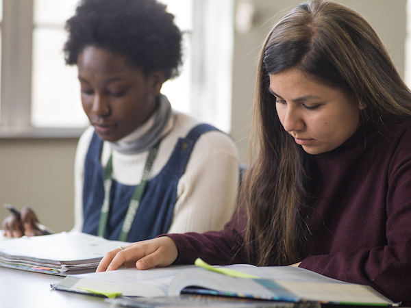 Students working at desk