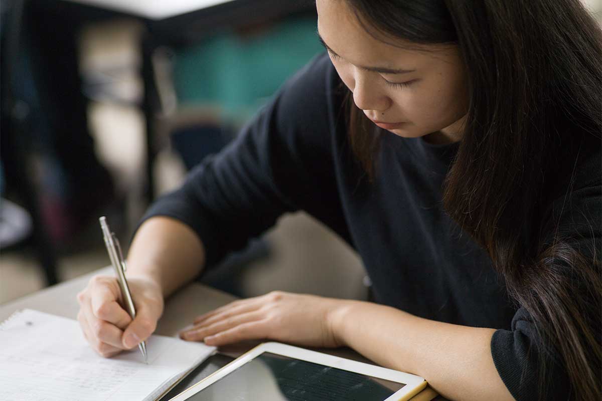 Student in class