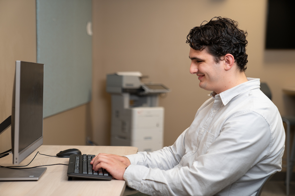 Donnelly at the computer