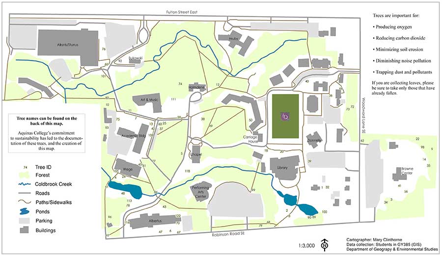 Click for a printable tree map of Aquinas College Urban Arboretum