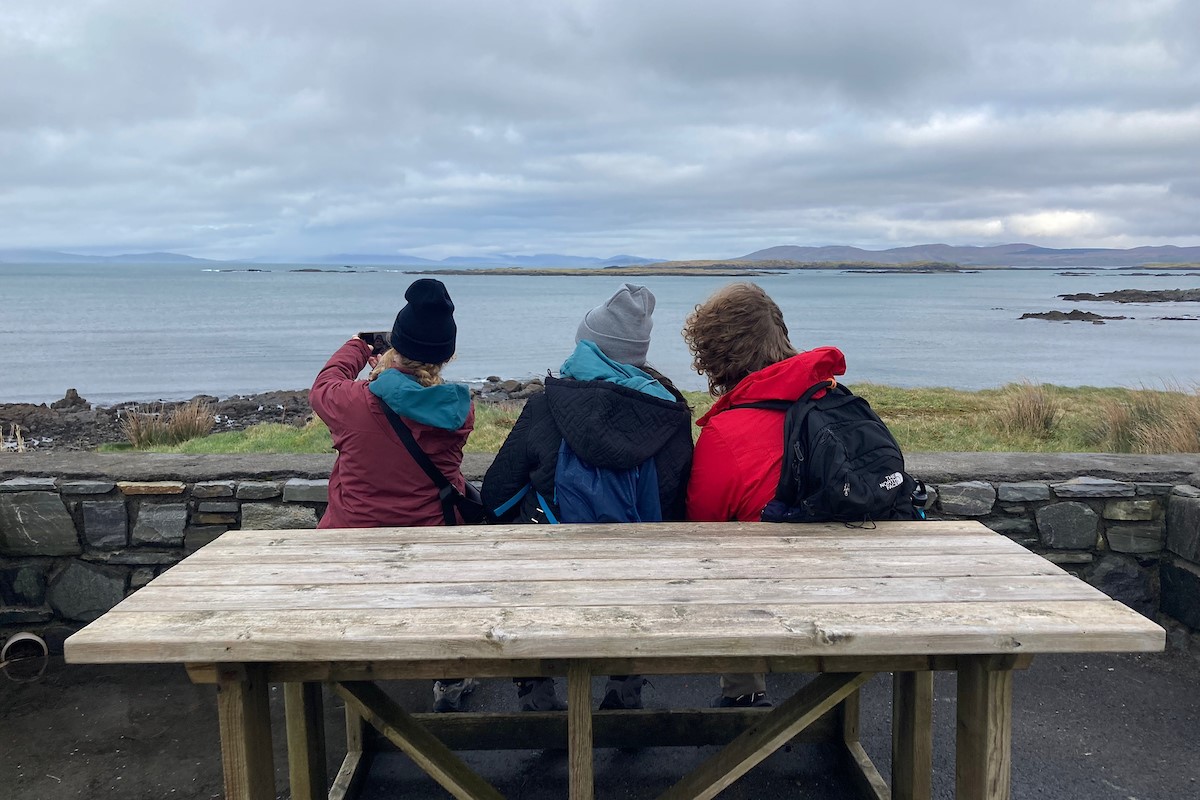 students looking out at ocean