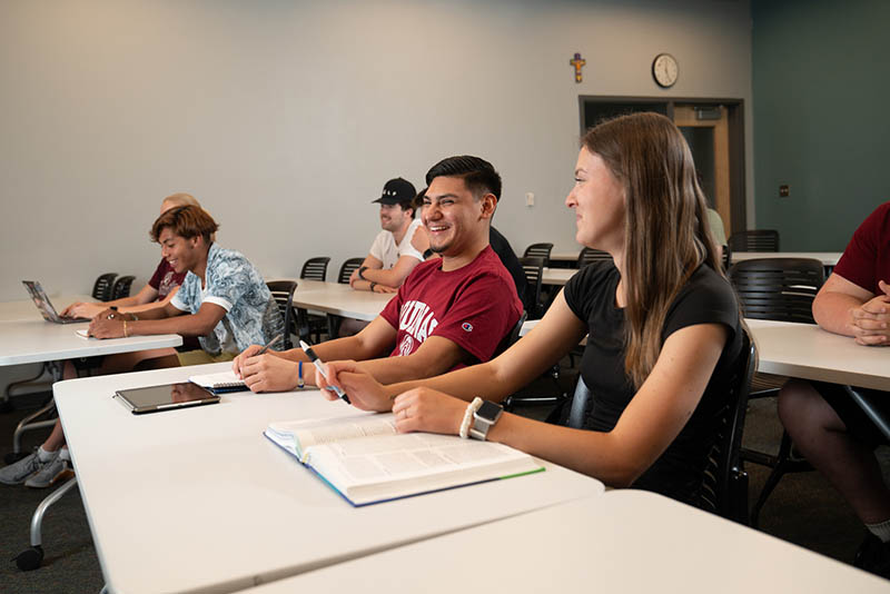 students learning in class