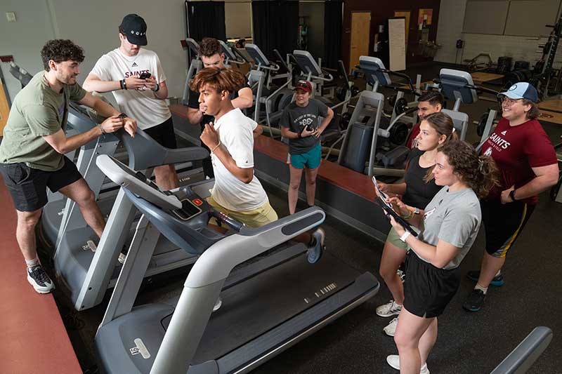 Kinesiology students using treadmills